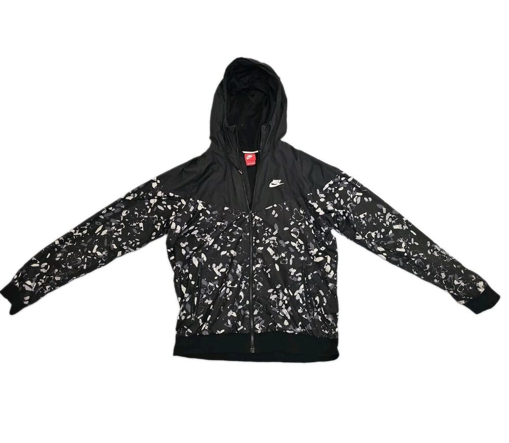 Nike Sports Classic Windrunner Jacket Black Men’s Size Med Abstract Zip
